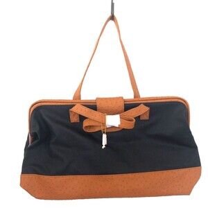 Elizabeth Arden Satchel Black Brown Ostrich Embossed Overnight Weekender Bag NEW